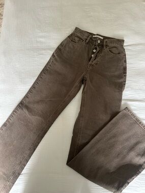 Women's High-Rise Straight Jeans in Brown